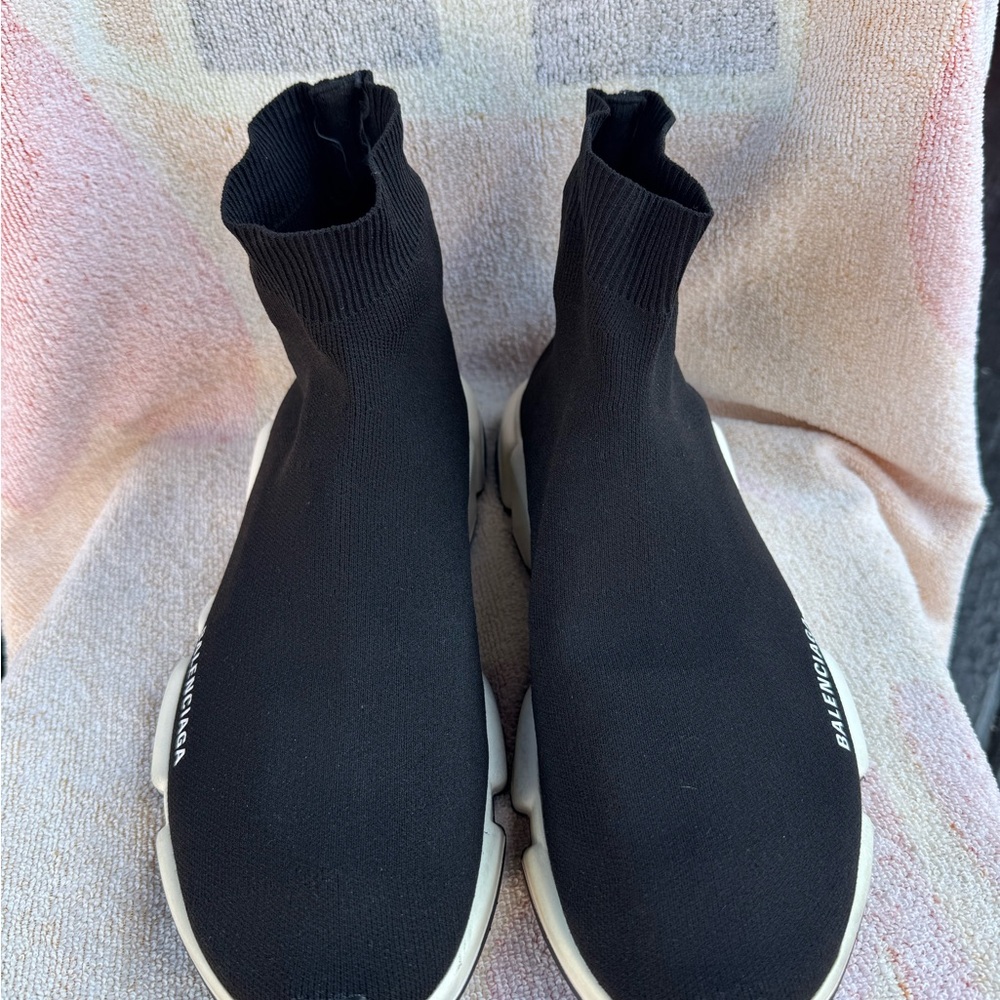 Balenciaga Black Knit High-Top Sneakers